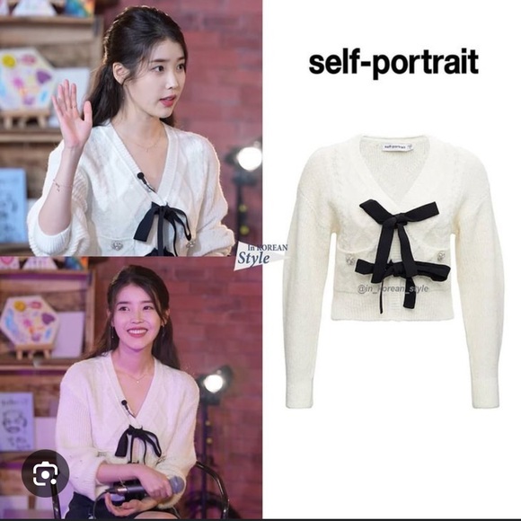 Self Portrait Knit Cardigan Sweater With Bows - Picture 5 of 5